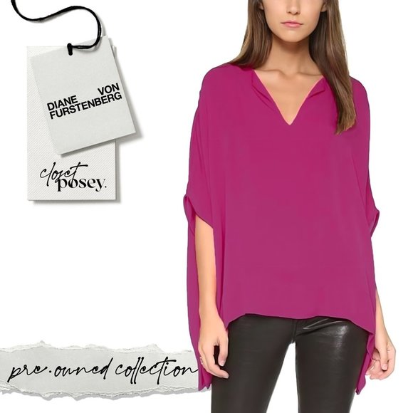 diane von furstenberg . adria blouse . summer beet . small - Picture 1 of 5